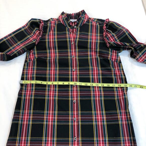 J. Crew Black Tartan Long Sleeve Shift Dress - Picture 12 of 12